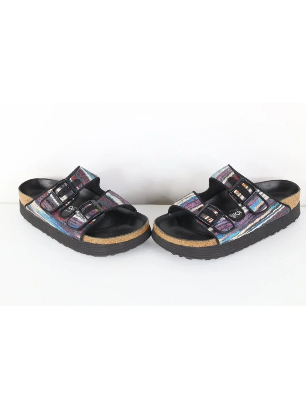Vintage Papillio Birkenstock Womens 5 Blanket Striped Chunky Platform Sandals